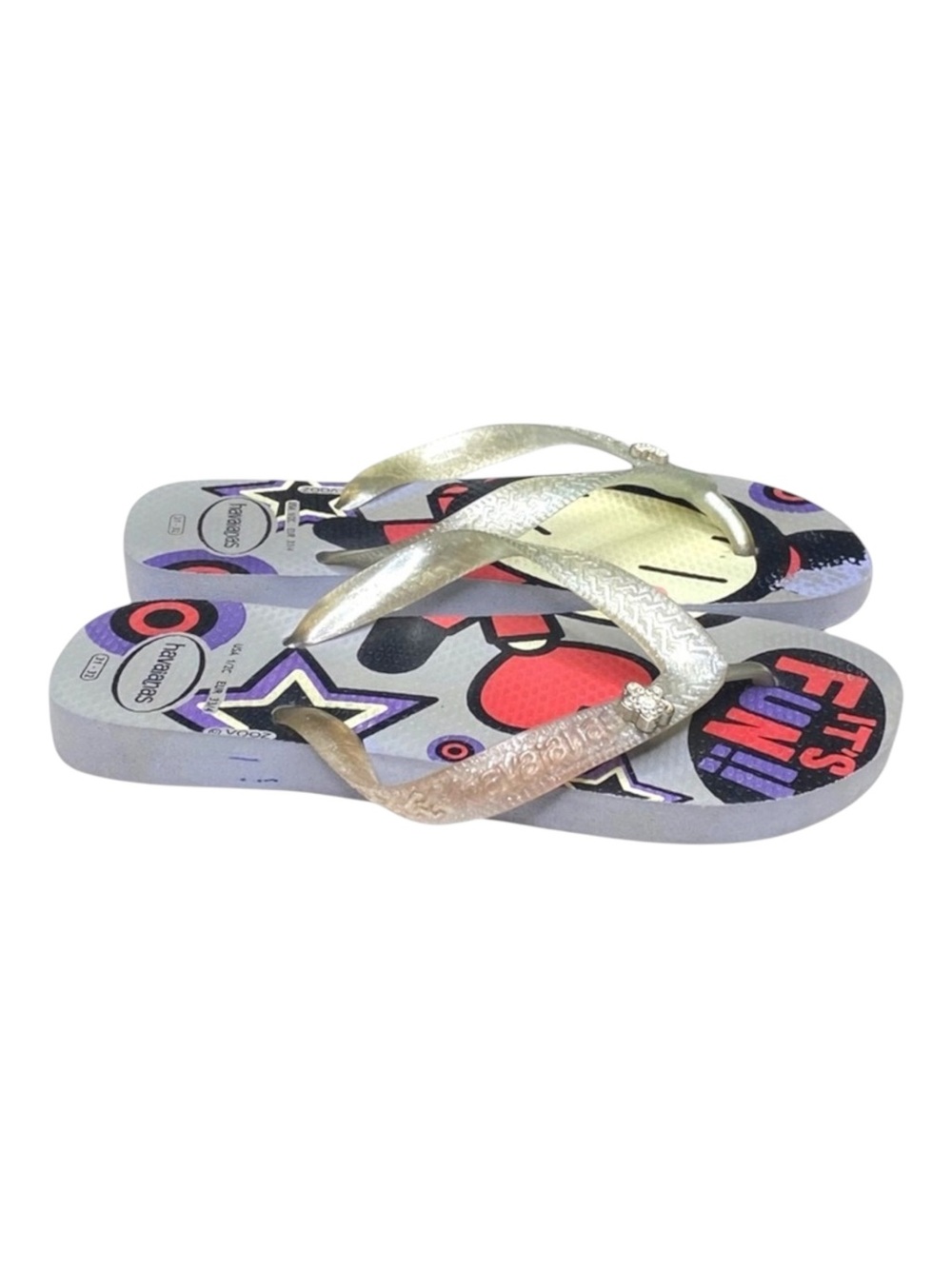Havaianas x VOOZ ☼ Thong Flip Flop Sandals ☼ Decorative Crystalized Studs ☼ Grey - Picture 3 of 16